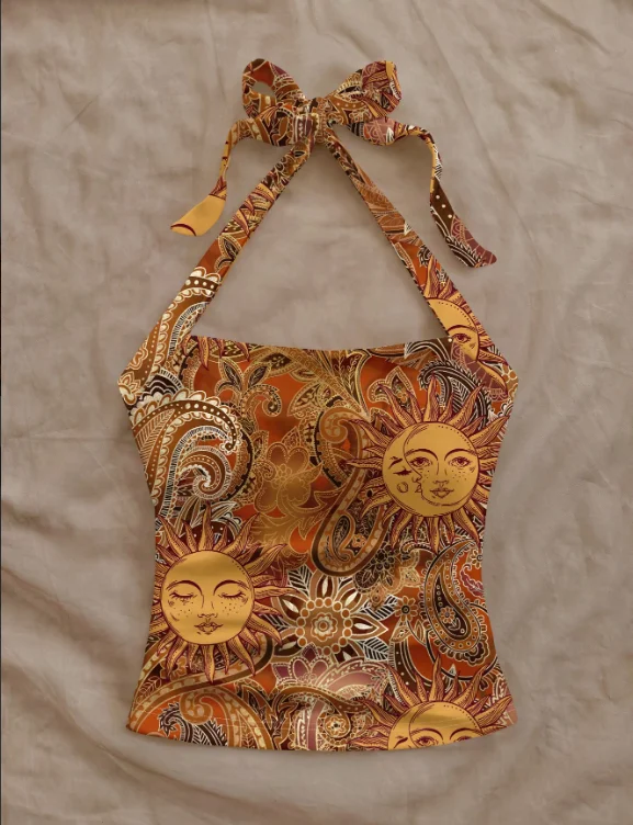 حزام علوي صيفي أوروبي وأمريكي مثير برقبة معلقة ملابس نسائية بقصة ضيقة