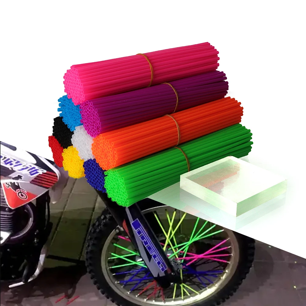 72pcs จักรยานล้อ Spoked Protector Wraps 24 ซม.ล้อ Spoke Wrap สําหรับรถจักรยานยนต์ Dirt BIKE สีขอบผิว Trim ครอบคลุมท่อ