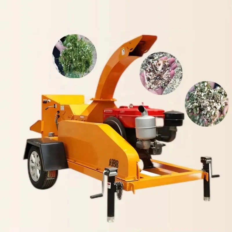 Customized YB-6130 Hicas Electric Wood Drum Chipper Machine With 22KW Motor & Pump For Tree Branch Log Shredding