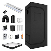 4x4 Grow Tent Complete Kit LED Grow Light Hydroponic Grow Systems with Observation Window and Floor Tray