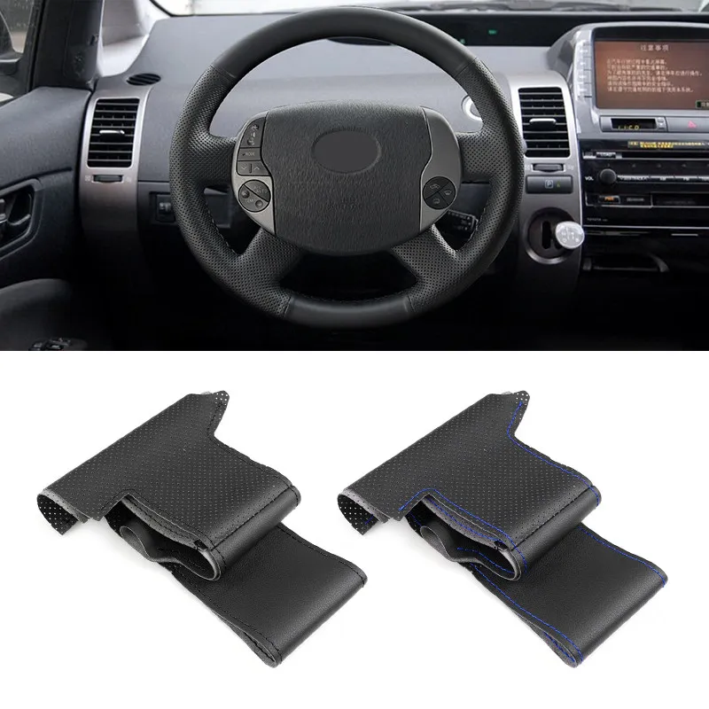 For Toyota Prius 20 XW20 2004 2005 2006 2007 2008 2009 Perforated Microfiber Leather Car Steering Wheel Cover Hand Braid Trim