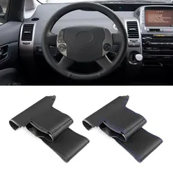 For Toyota Prius 20 XW20 2004 2005 2006 2007 2008 2009 Perforated Microfiber Leather Car Steering Wheel Cover Hand Braid Trim