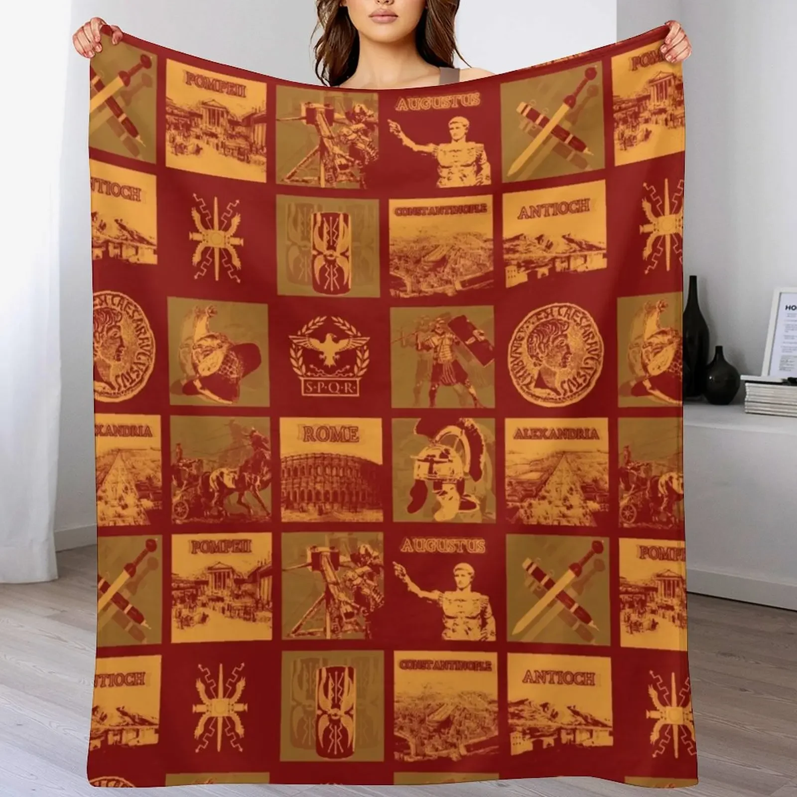 

Roman Empire collage Throw Blanket Spring Fall Cozy Throw Blanket for Couch
