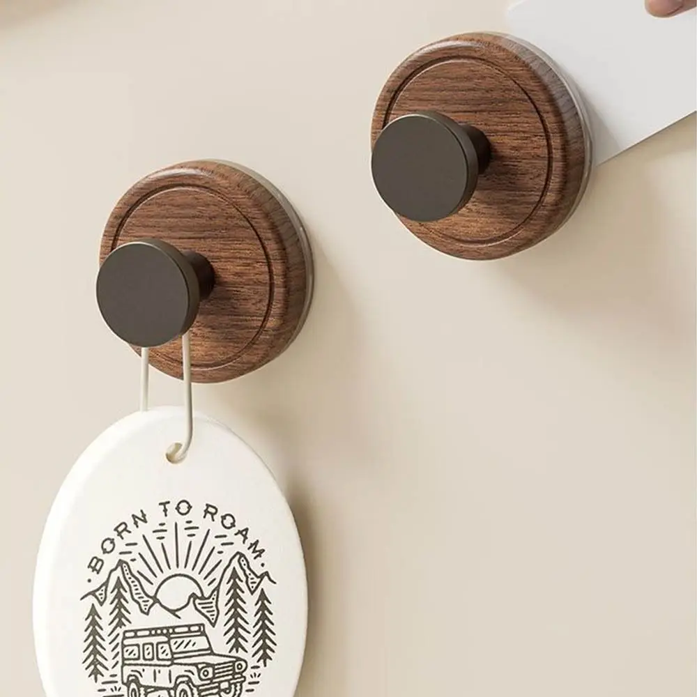 

2pcs No Drilling Suction Cup Wood Hook Hanging Towel Rack Wall Mount Bathroom Wall Hook Save Space Large Load-Bearing