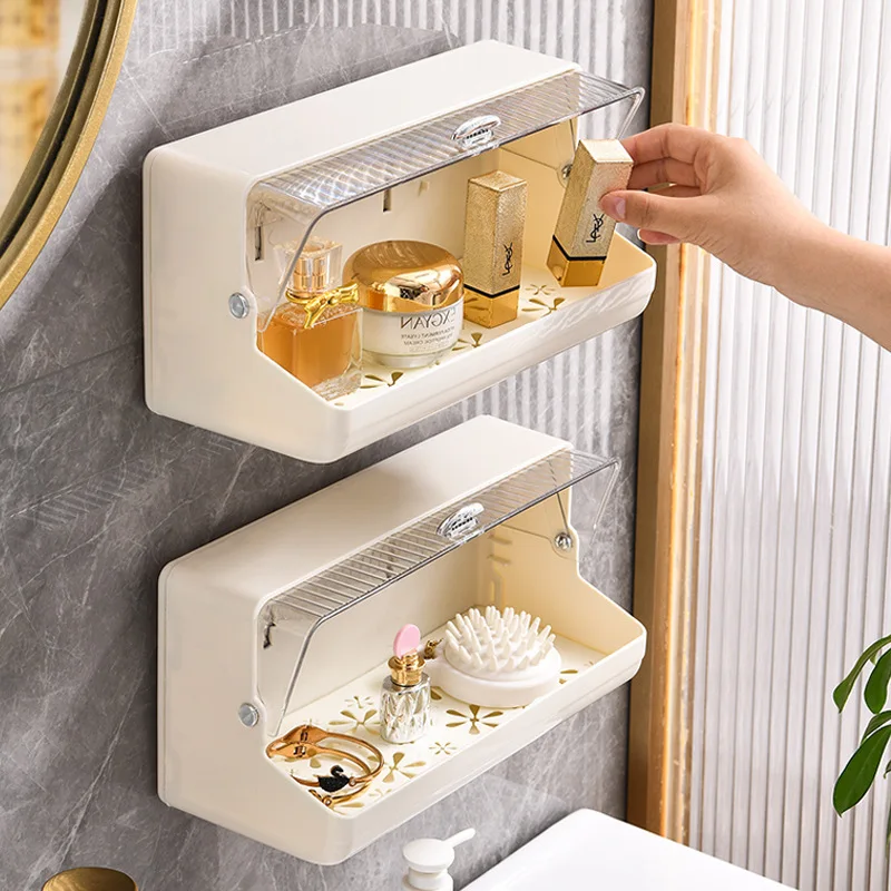 

Modern simple style wall-mounted cosmetic storage box household bathroom rack punch-free bathroom rack storage container