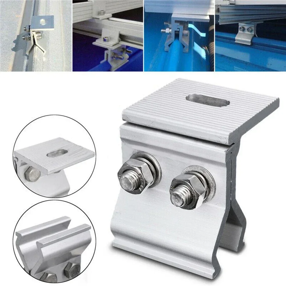 1/4Pcs Solar Panel Mounting Brackets Flat Roof Mount Photovoltaic Fixing Clamp System Installation Accessories With Nuts Bolts N