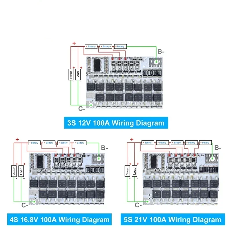 3s/4s/5s Bms 12v 16.8v 21v 100a Li-ion Lmo Ternary Lithium Battery Protection Circuit Board Li-polymer Balance Charging Module