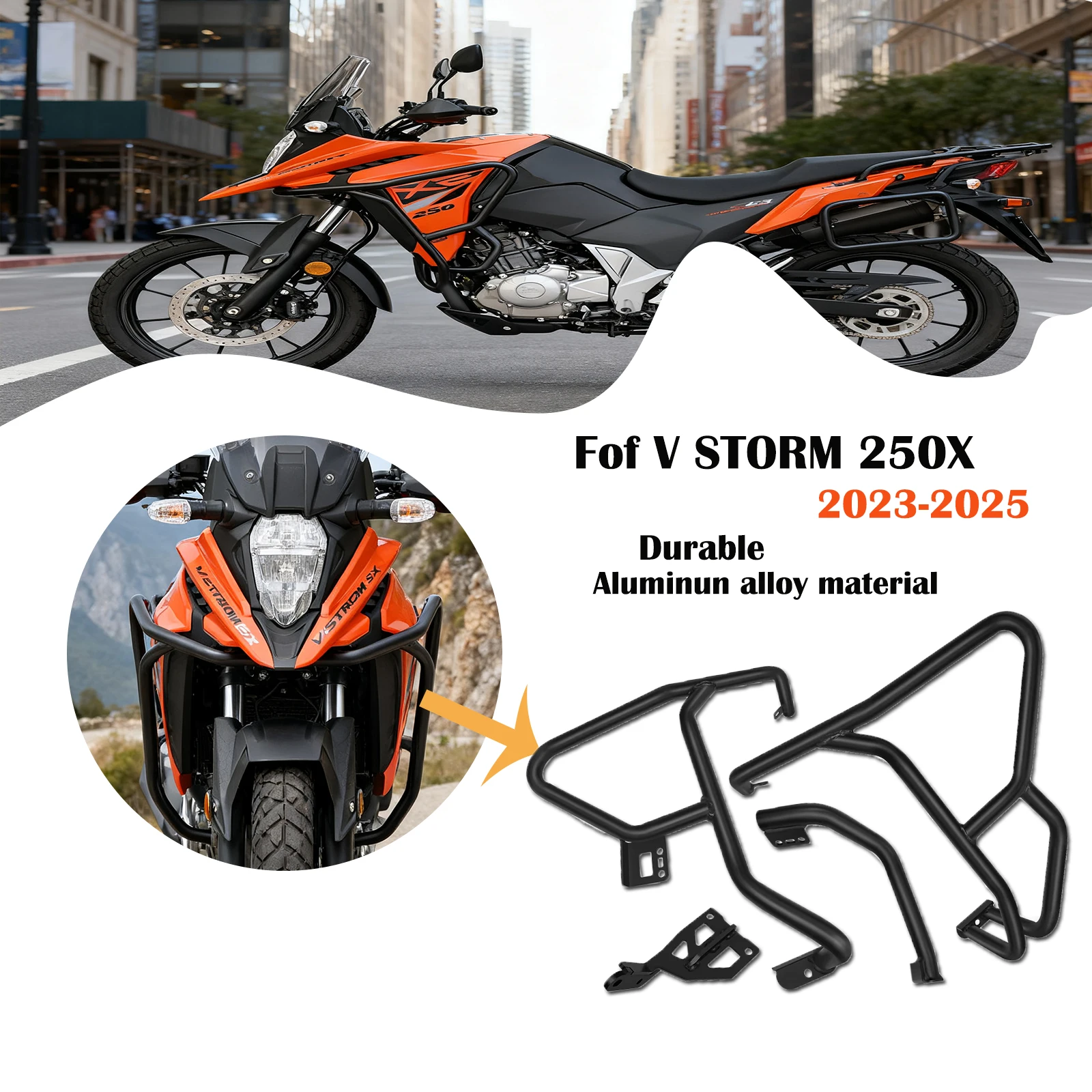 

Для V-STROM 250 SX 2024 VStrom 250 SX 2023-2025 Бампер мотоцикла Краш-бар Двухслойная защита двигателя Защитный стержень