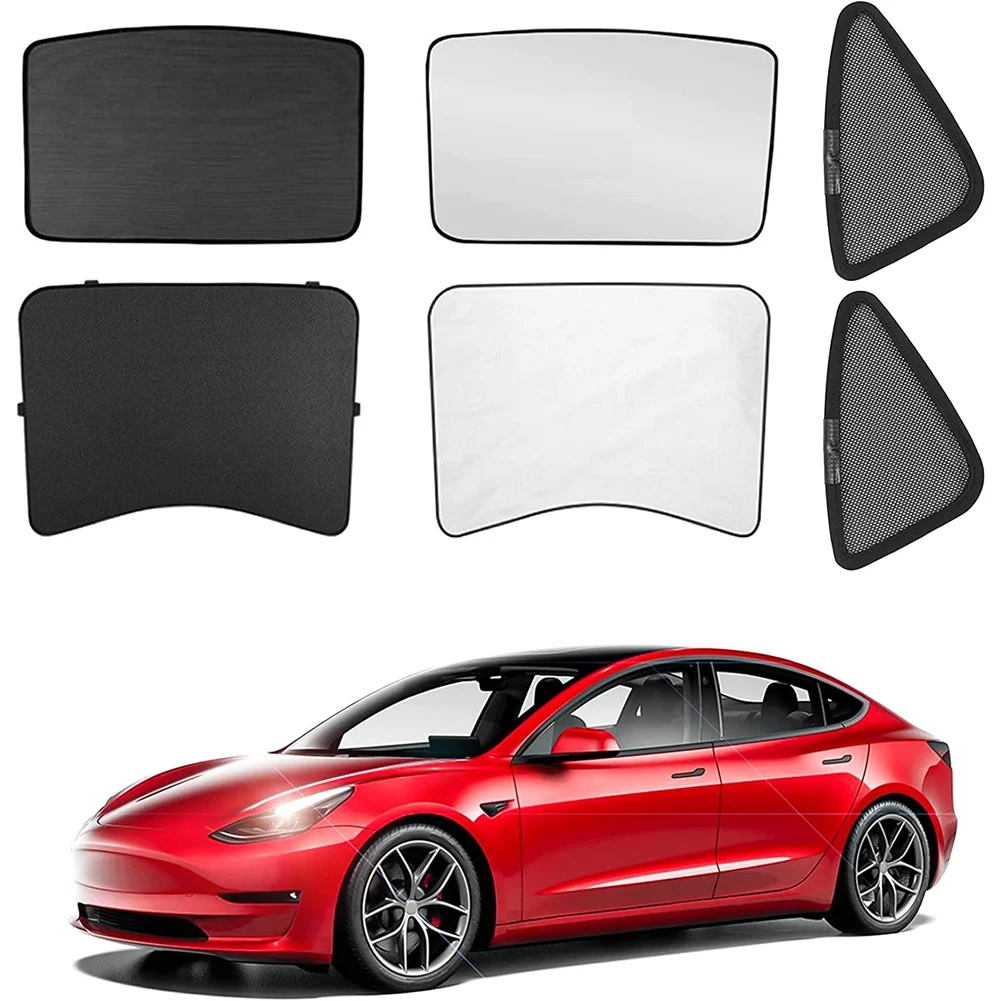 For 2017-2022 Sunshade Roof and Half Rear Window Sunshade with UV/Heat Insulation Film Cover Set