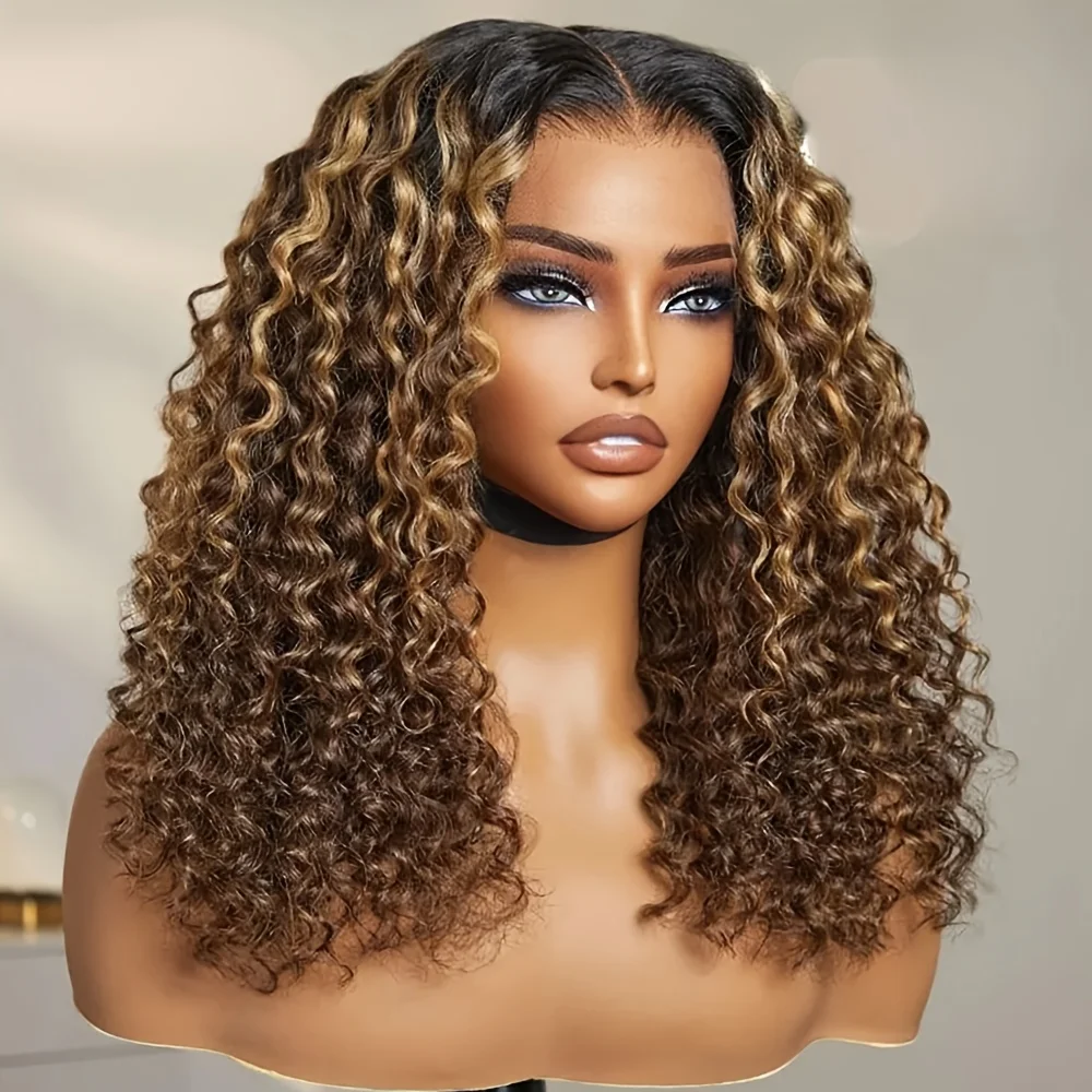 

Синтетический парик с кружевной передней частью, без клея, мягкий, 26 дюймов, длинный, кудрявый, омбре, коричнево-русый, плотность 180%, для женщин, термостойкий, для ежедневного использования