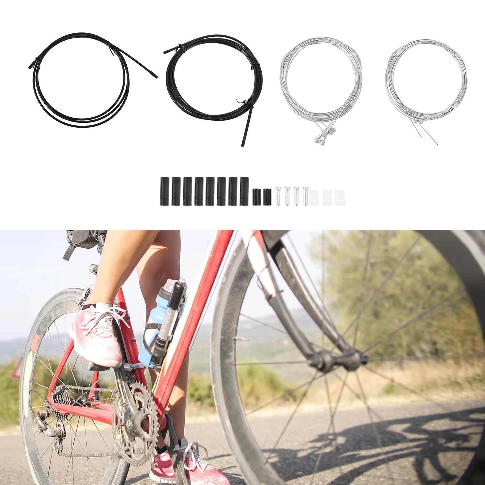 

1Set Bike Shifter Cable Accessory Durable Practical Complete Set for Mountain and Road Bikes Bike Brake and Derailleur Cable
