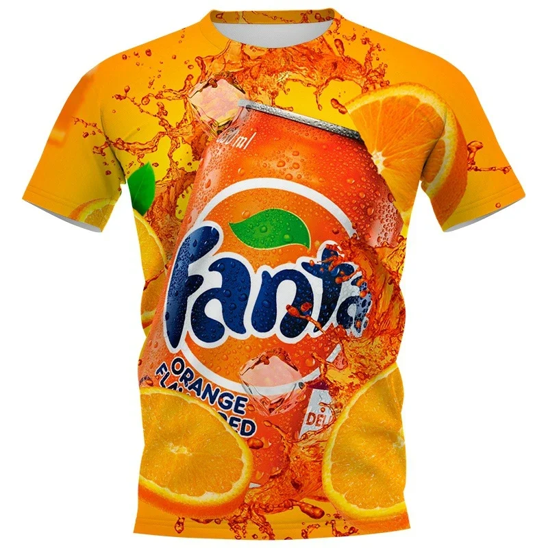 Camiseta divertida para hombre Fanta Soda 3D bebida estampado deporte secado rápido transpirable calle Casual vacaciones tendencia moda manga corta niño Top