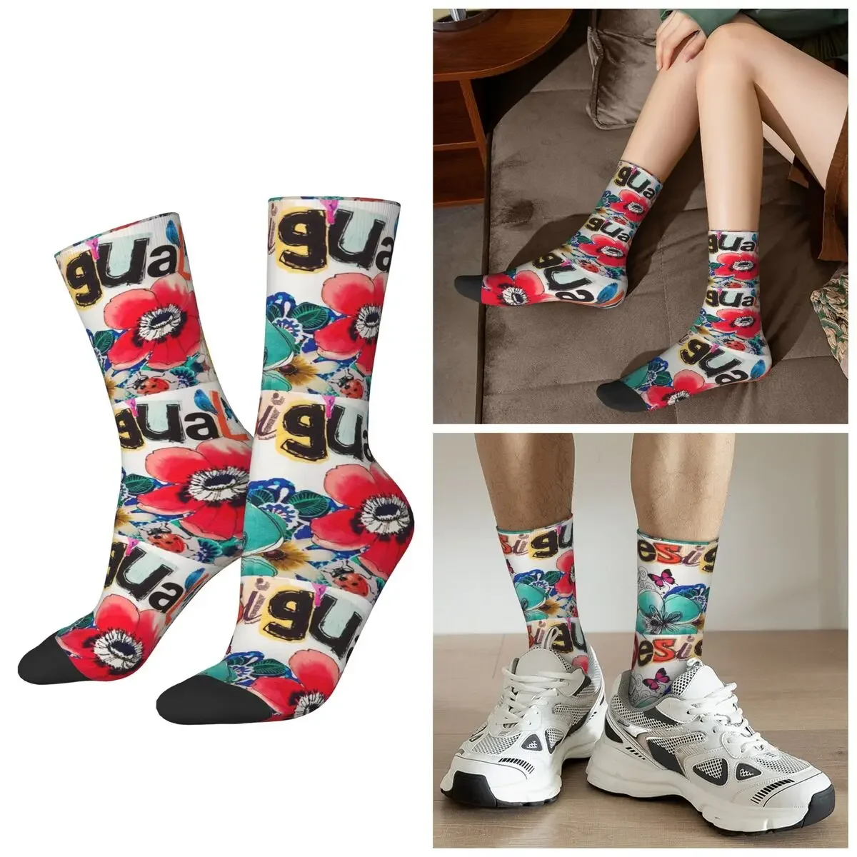 

All Seasons Desigual Custom Socks Harajuku Sport Middle Tube Socks High Quality Stockings for Men Women Valentine's Day Gifts