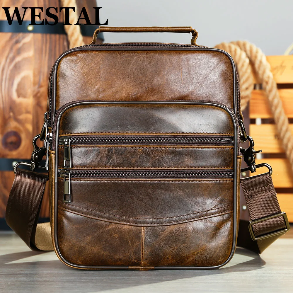 WESTAL New Men\'s Leather Shoulder Bag High Quality Handbags Man Messenger Bags Purse Crossbody Bags for Men