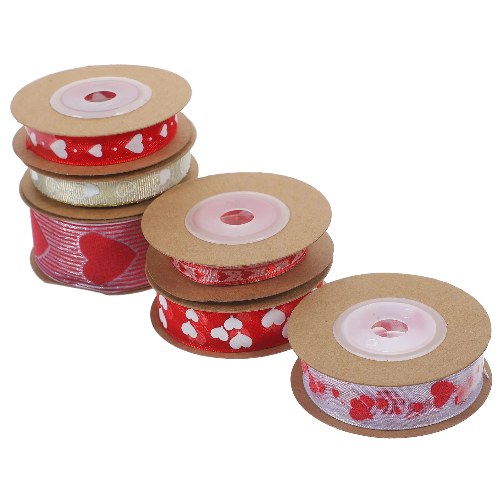 

6pcs Heart Valentine'S Day Gift Ribbon 5m Set Valentine's Day Wedding Decor Ribbon Gift Box Packaging Poly Material