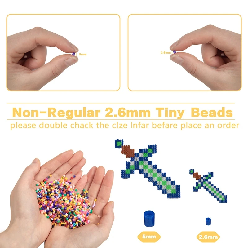 2.6/5mm Harma Bead Toy 24/72 Colored Bead Lron Bead Set For Children 3D Jigsaw Puzzle Diy Toy Melt Bead Nail Board Paper Sleeve