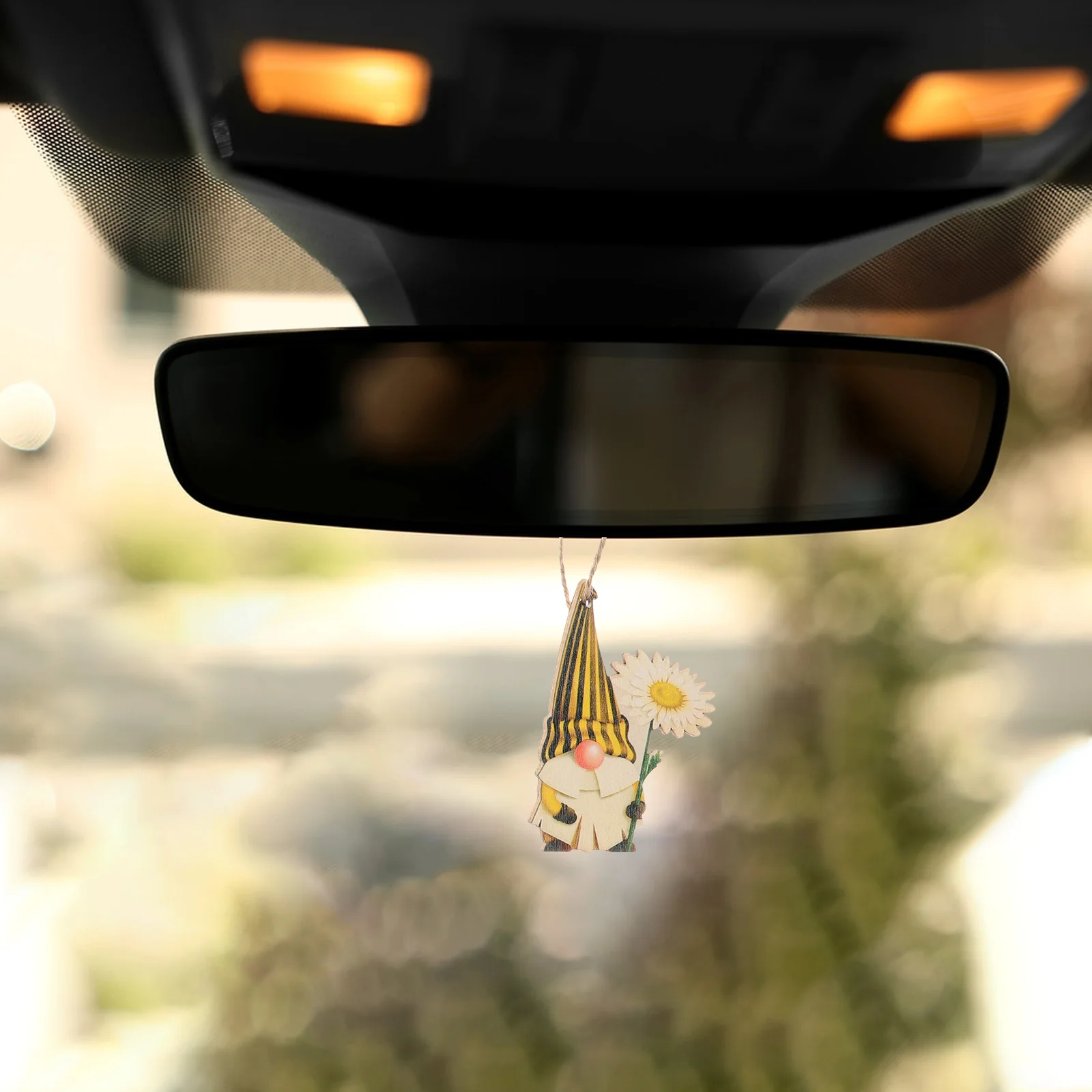 

40Pcs Hanging Gnome Ornaments Sunflower Style Wood Car Decoration Easy Install Seasonal Pendants Gnome Ornaments