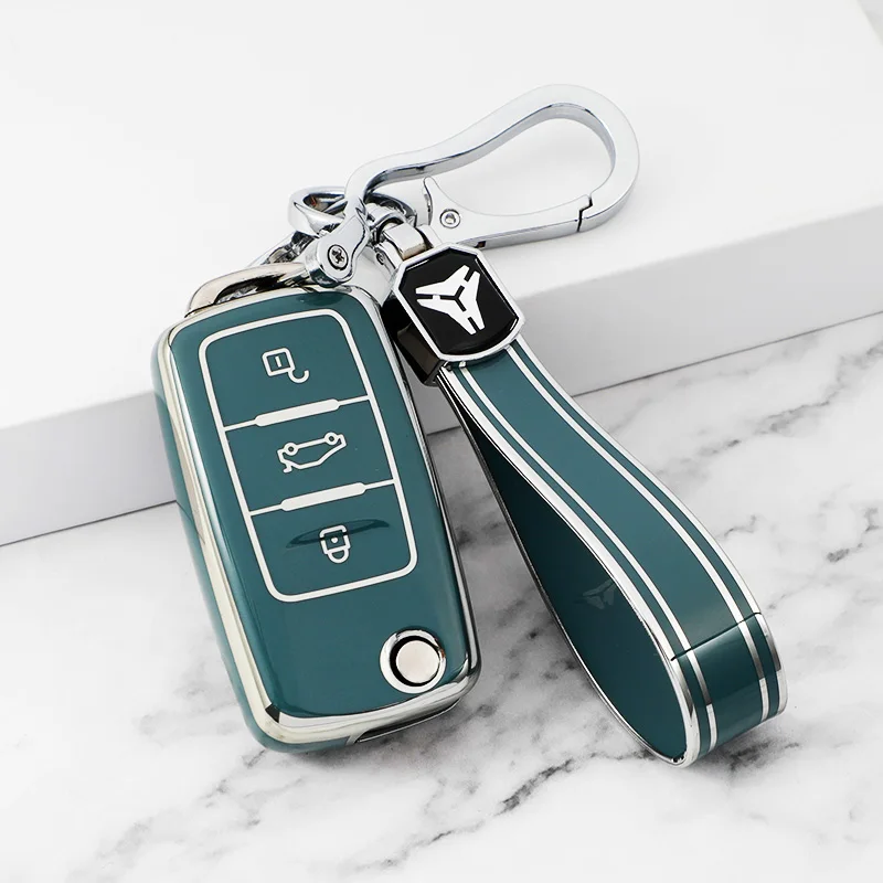 TPU Lật Chìa Khóa Xe Ô Tô Bao Vỏ Xe Volkswagen VW Polo Golf Passat Tiguan Cánh Cứng Caddy T5 Lên Eos Skoda octavia Ghế Leon Altea