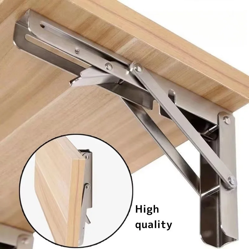 Heavy Duty 2PCS Triangle Folding Angle Shelf Bracket Stainless Steel Collapsible Shelf Bracket for Table Work Bench Wall Mounted
