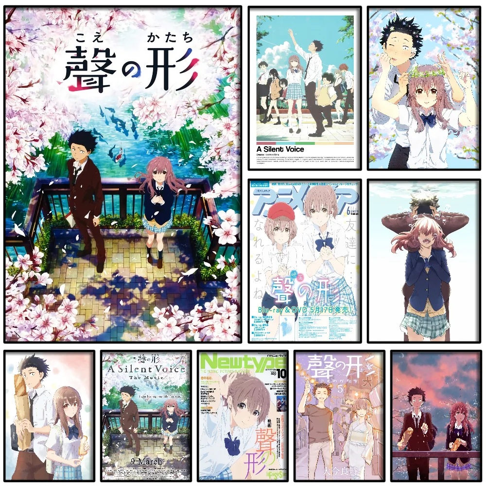 1PC Anime A Silent Voice Poster Self-adhesive Art Waterproof Paper Sticker Coffee House Bar Room Wall Decor