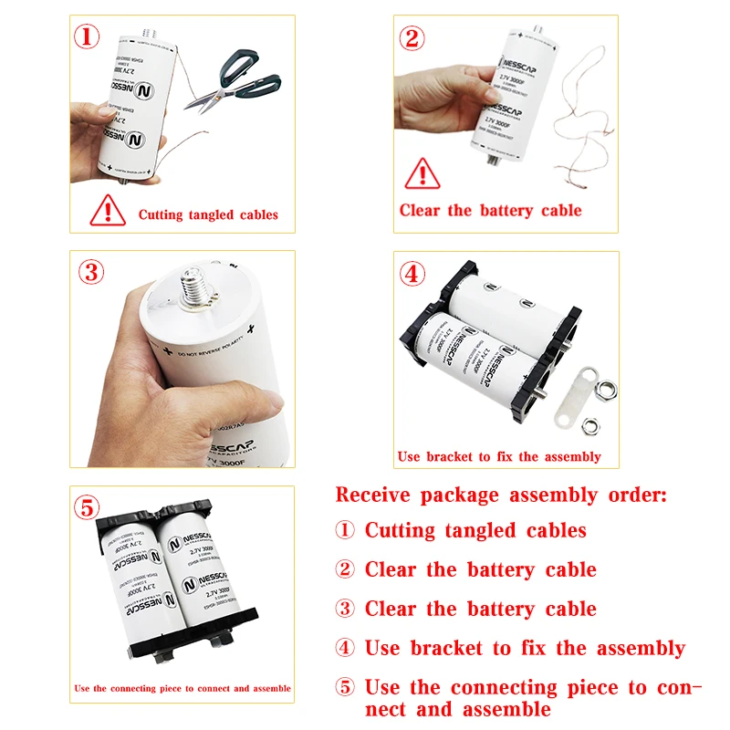 2.7V 3000F DIY 12V Car Starter Rectifier Supercapacitor Distribution Connector Nut and Fixing Bracket Korean NESSCAP 1-6PCS