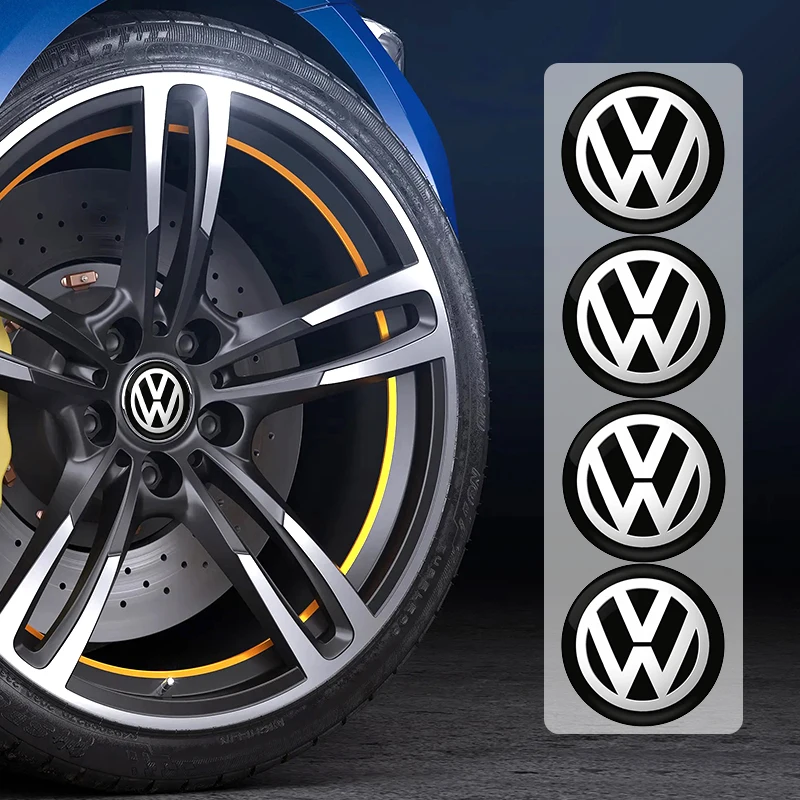4 قطعة سيارة التصميم محور عجلات مركز قبعات ملصقات حافة شارة غطاء فولكس فاجن GTI بولو جولف باسات تيجوان أرتيون العلبة جيتا