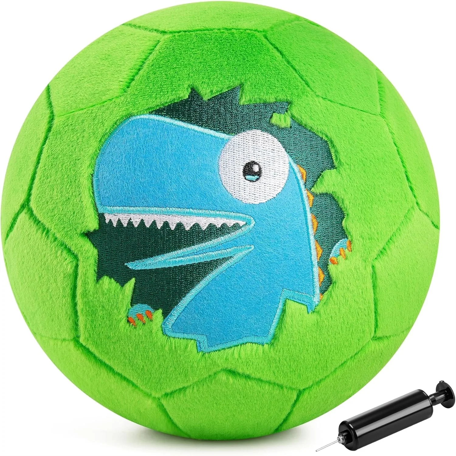 

Soft Indoor Soccer Ball for Toddlers 1-3, Plush Inflatable House Ball with Pump, Dinosaur Design for Kids Birthday Gifts