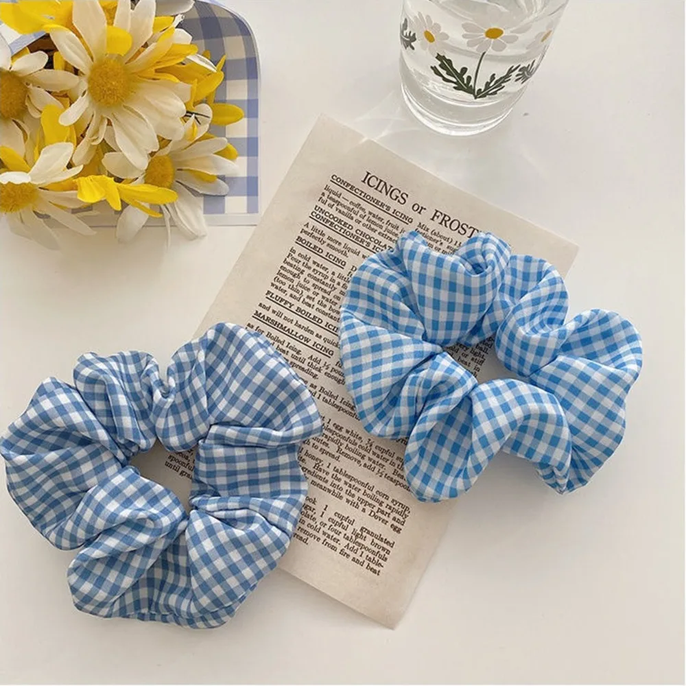 Sunny Fresh Mojito Blue Scrunchies Floral Plaid Polka Dots White Hair Ropes Ties College Young Girls Hair Accessories Headband