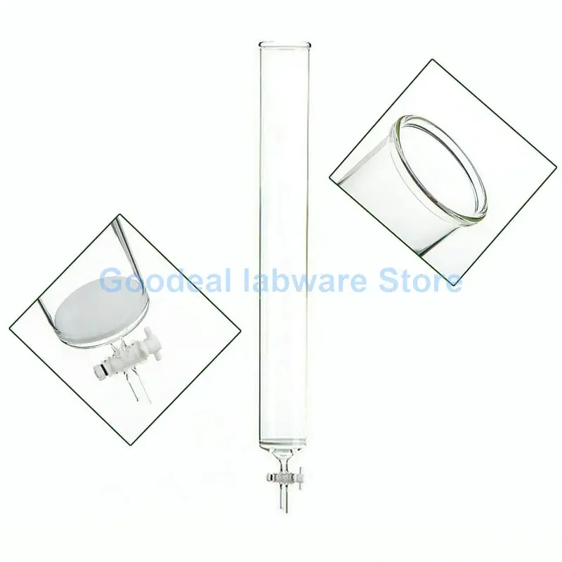 1pcs Lab glass chromatography filter column with PTFE piston chromatographic column with sand core