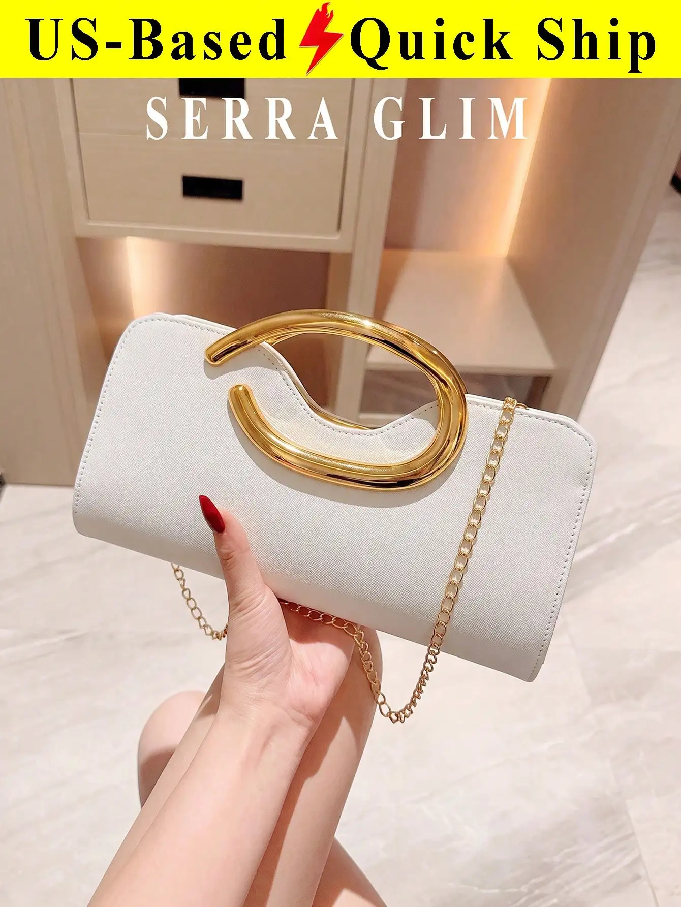 Elegant Fashion Gold Mini Box Clutch Bag Solid-Color Shoulder Bag Handbag Ladies' Luxury Chain Bag Gold Party Evening Bag Crossbody Bag For Wedding