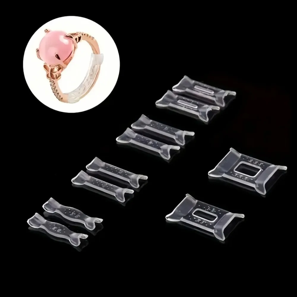 12pcs Ring Adjustment Pad Invisible Transparent Plastic Inner Sticker Anti Slip Artifact for Ring Reduction Fixed Adjuster mold