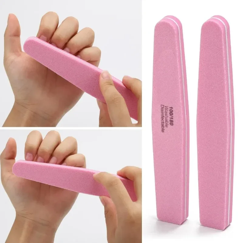 Pink Sponge Nail Buffer: Polished File, Fits Acrylic & Natural Nails