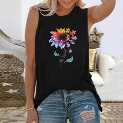 Summer Flower Floral 3D Print Tank Top Women Casual Fashion Sleeveless O-Neck Vest Female Y2k Streetwear Camisole Woman Clothing