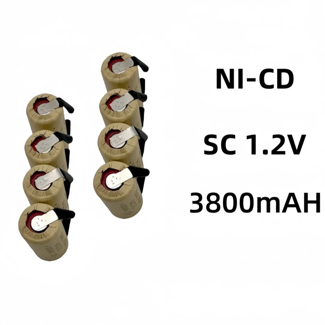 Wkrętak Wiertarka elektryczna Akumulatory SC 1,2 V 3800 mAh Sub C Akumulator Ni-Cd z zakładką Elektronarzędzie Ogniwa NiCd SUBC.