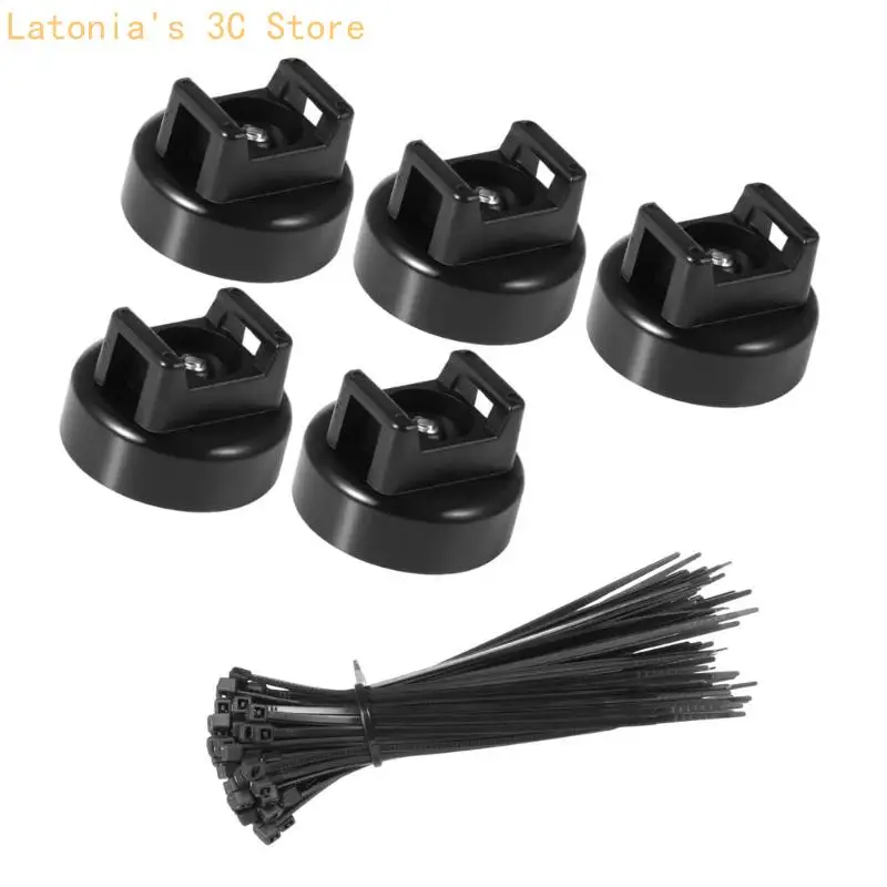 Magnetische Basis-Kabelbinderhalterungen, Kabelhalter-Clip mit 22 mm Durchmesser und schwarzen Kabelbindern für stabiles – Detail 8