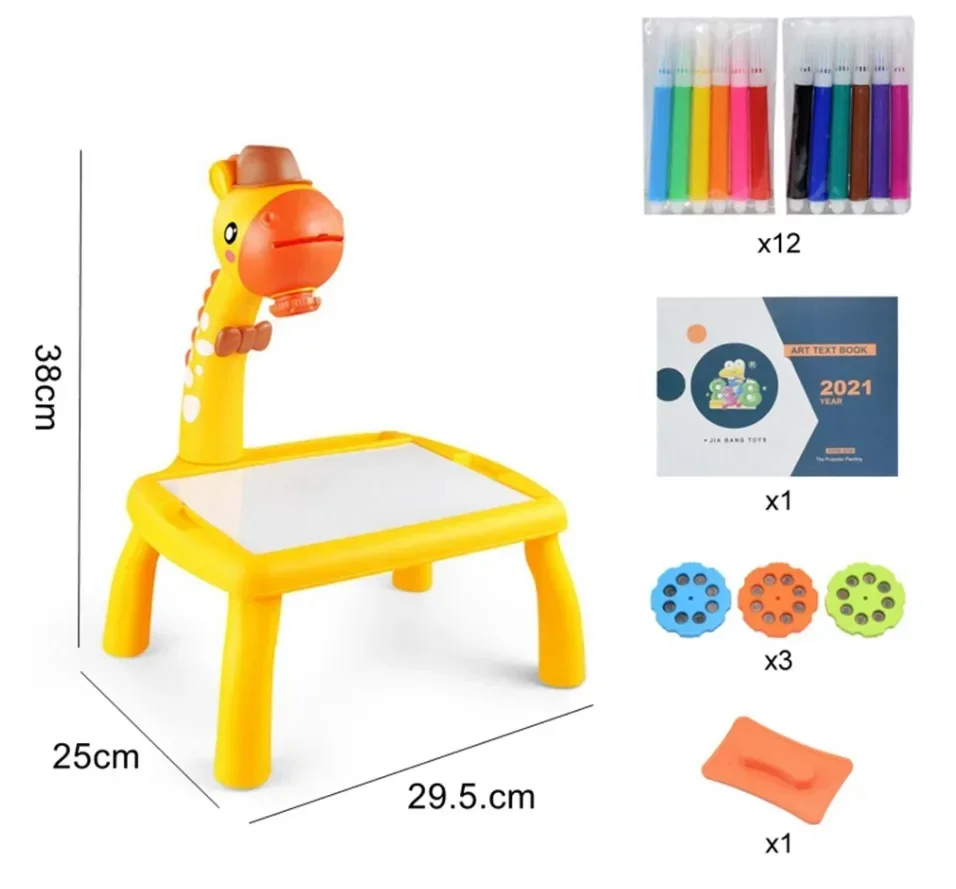 Kids LED Projector Drawing Art Table Toy set Painting Board Desk Early Educational Multifunctional Writing puzzle Toys Gifts