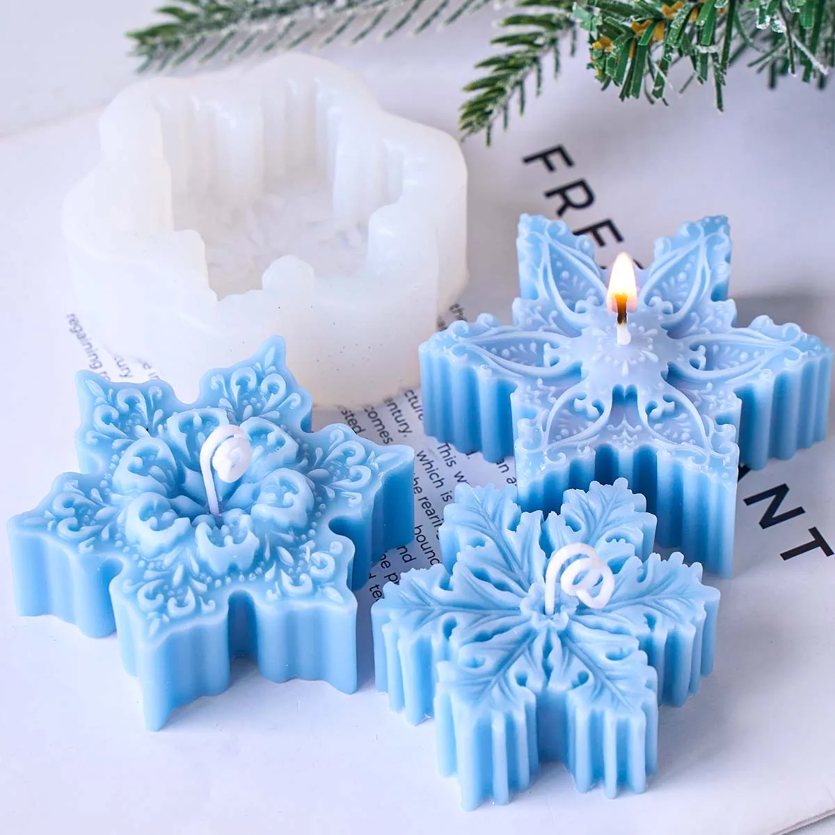 Weihnachten Schneeflocke Silikon Kerze Form DIY Handgemachte Seife Aromatherapie Gips Harz Handwerk Formen Hause Weihnachten Party Decor Liefert