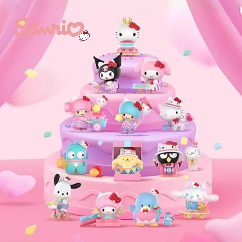 Genuino Sanrio Famiglia Hello Kitty 50th Anniversary Series Blind Box Anime Kuromi Kawaii Mini Modello Giocattolo per Bambini Regalo di Compleanno