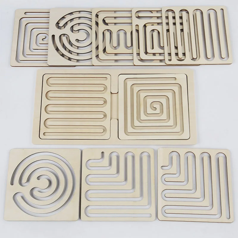 Bambini Sinistra Destra Cervello Puzzle Penna Movimento Traiettoria Controllo Formazione Mano Coordinazione cerebrale Bambini Giocattoli educativi in legno