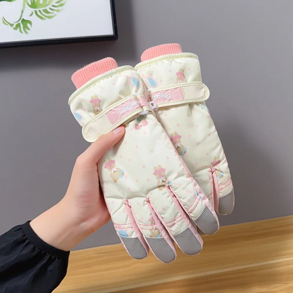 

Non-slip Touchscreen Skiing Gloves Bear Pink Motorcycle Gloves Motorcycle Accessories Cute Winter Warm Gloves Men