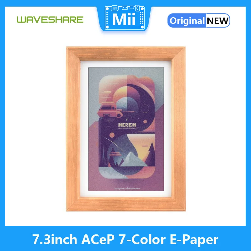 

7.3inch ACeP 7-Color E-Paper with Solid Wood Photo Frame, Ultra-long Standby, 800 × 480 Resolution, Batteries Optional