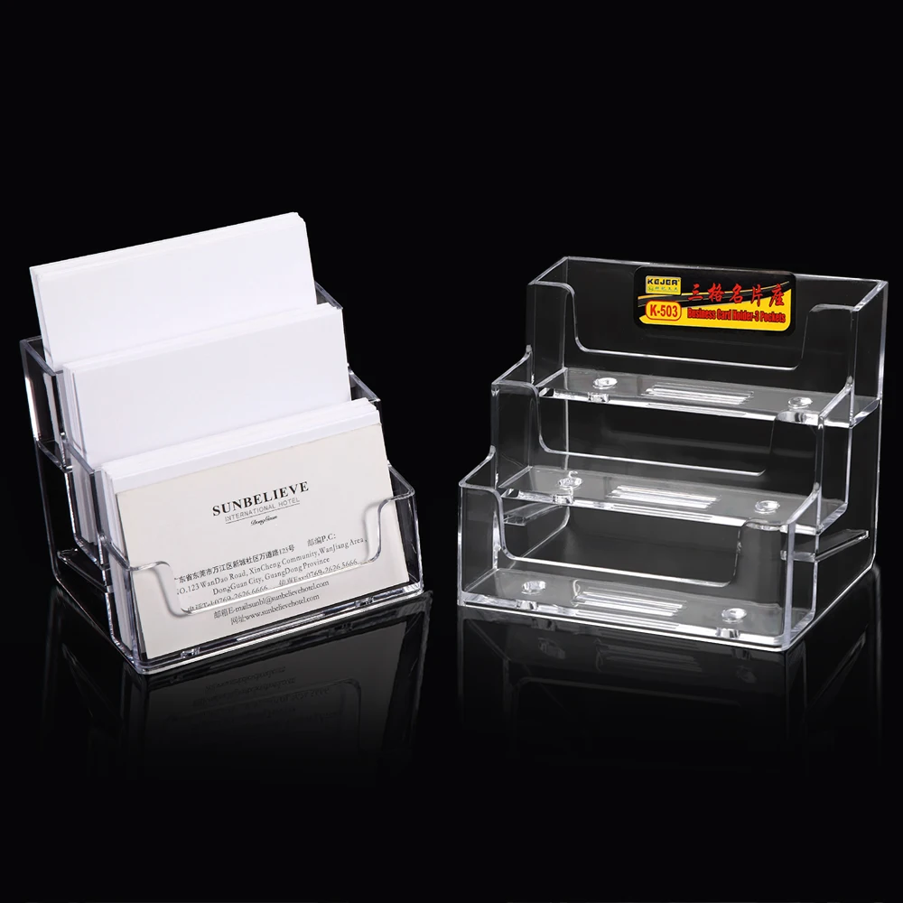 HILIFE 1Pcs Plastic Exclusive For the Exhibition Desktop Business Card Holder Desk Shelf Box Storage Transparent