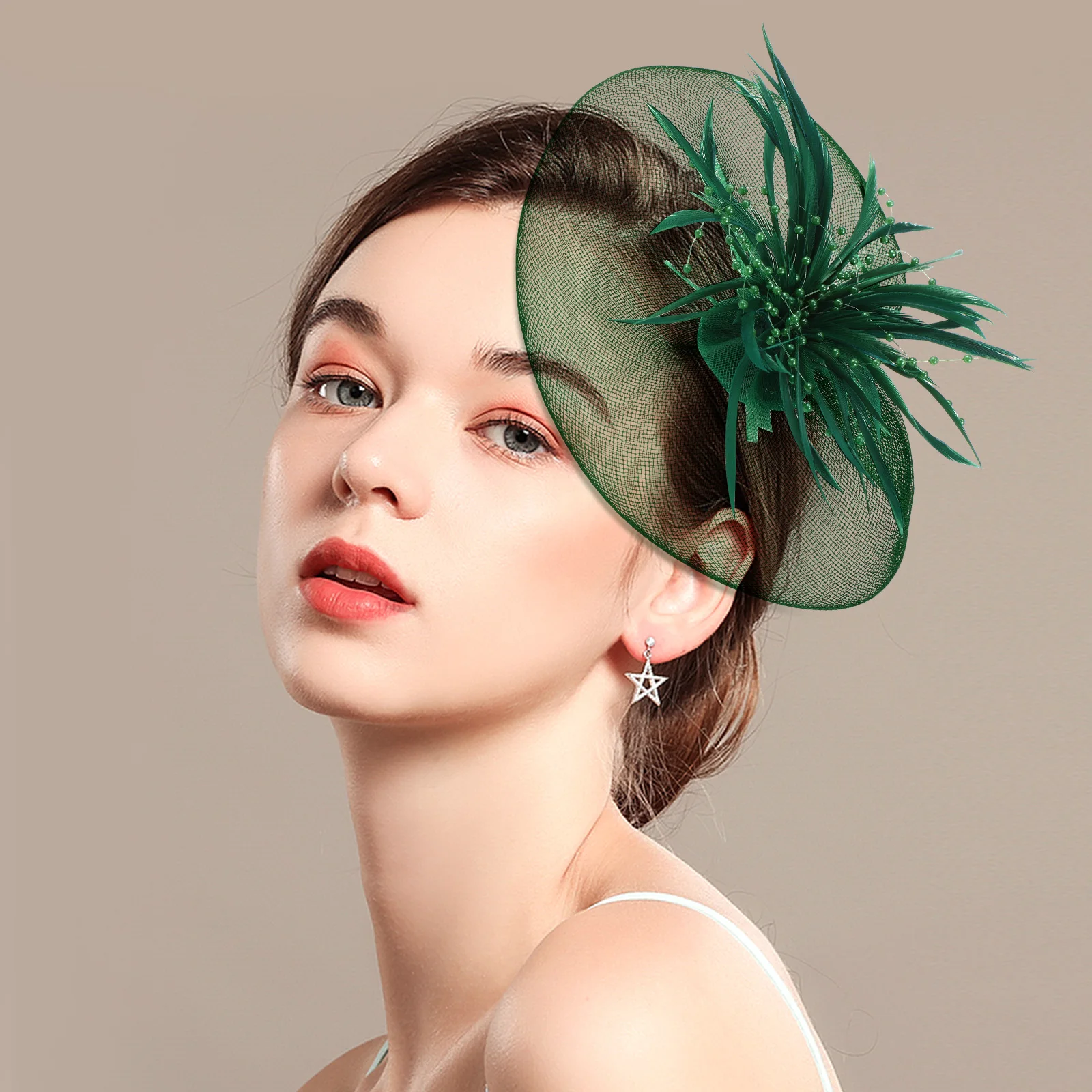 

Elegant Headdress Hair Accessories Green Mesh Hairpins Party Headwear Women Wedding Dance Performance Costumes Hair