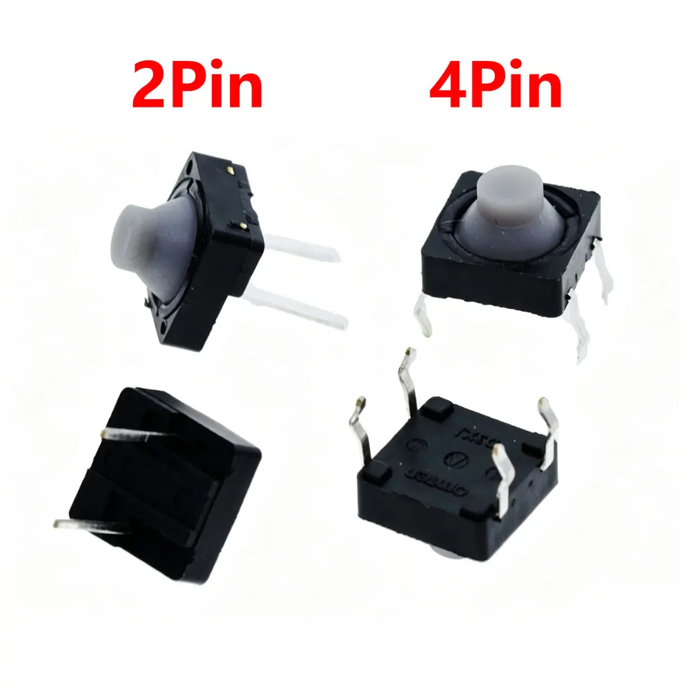 20pcs Silent Silicone TACT Push Button Switch 8X8x5mm 2pin 4PIN Micro Key Power Tactile Switches 8*8*5MM