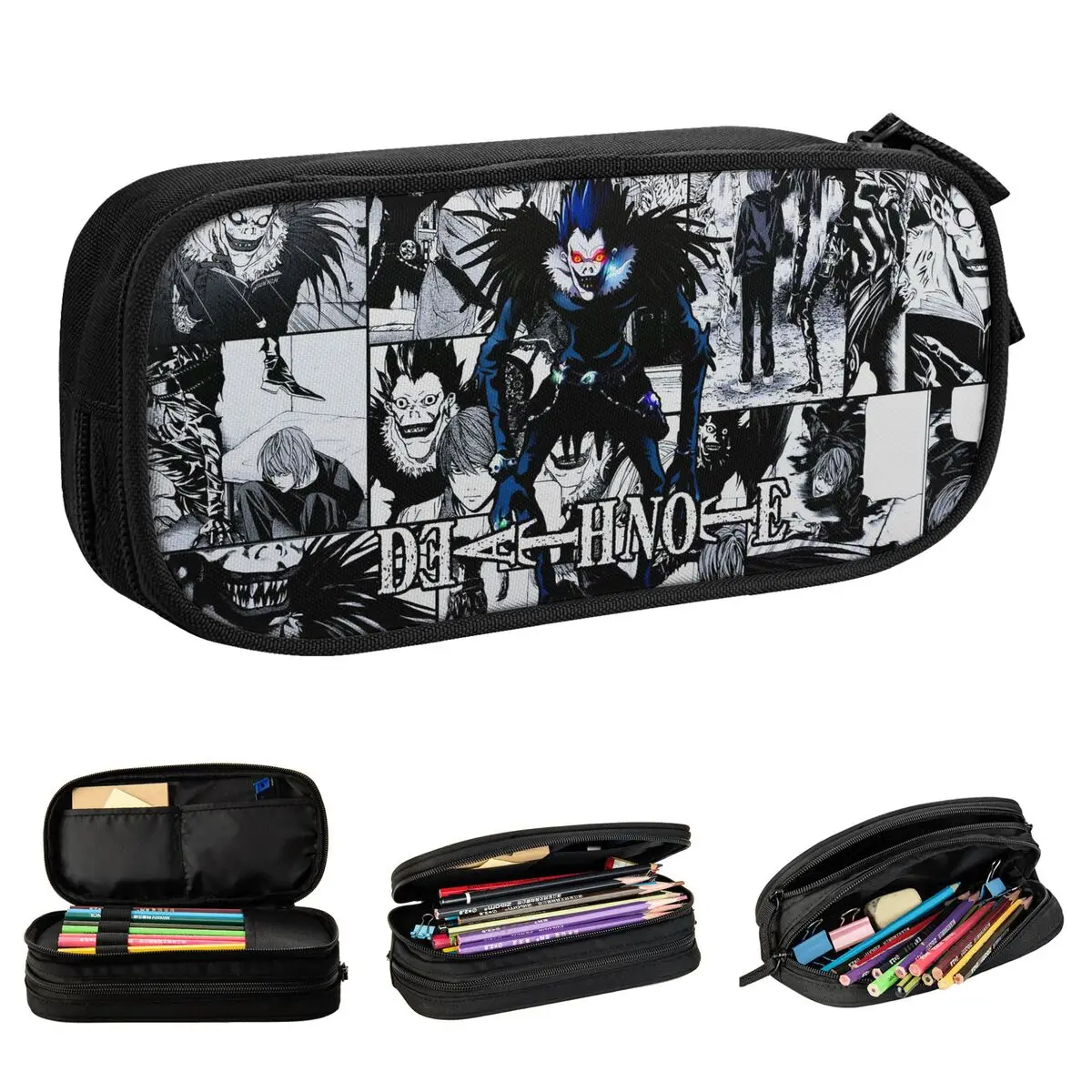 الإبداعية Deathnotes مقلمة Shinigami اليابان أنيمي قلم رصاص الحقيبة حامل قلم للفتيات الفتيان حقائب الطلاب القرطاسية المدرسية