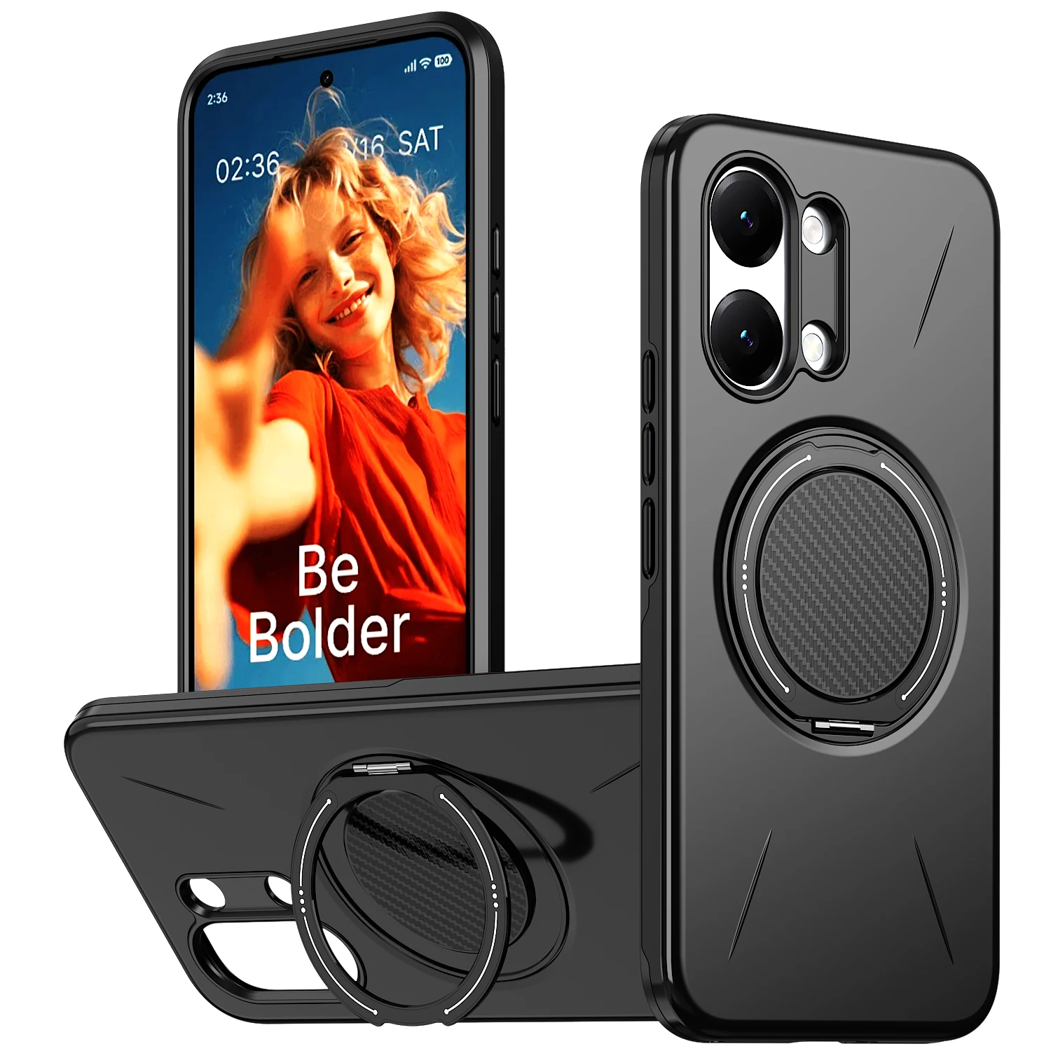 Image of Stoßfeste Schutzhülle für Xiaomi POCO X8 Pro / Poco X8 Pro Max 5G mit drehbarem magnetischem Metallringhalter, harte Handyhülle, Funda