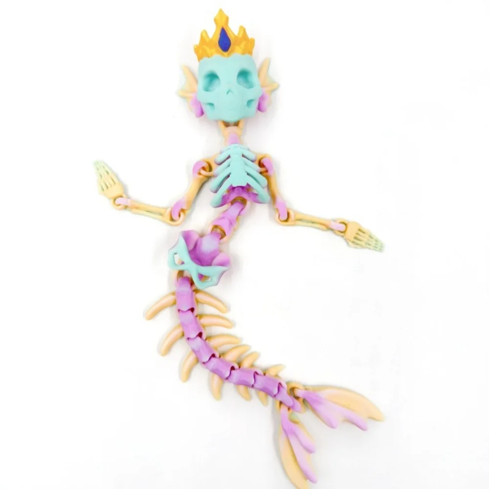 Articulated Movable Joints 3D Printed Mermaid Skeleton Lightweight Sturdy Material Articulated Skeleton Figurine