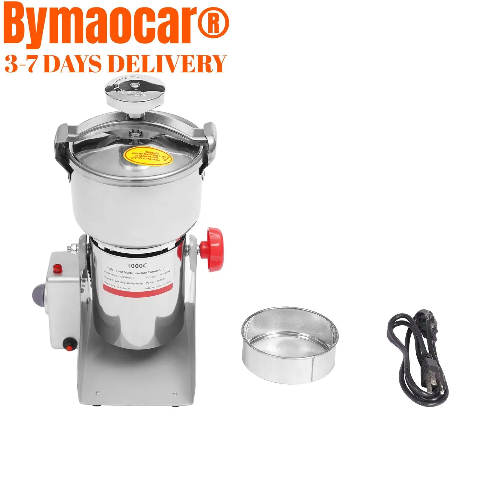 1000g Electric Grain Grinder Mill with Timing Function 3600W High Speed Commercial Pulverizer Dry Herb Grain Spice Coffee Seeds