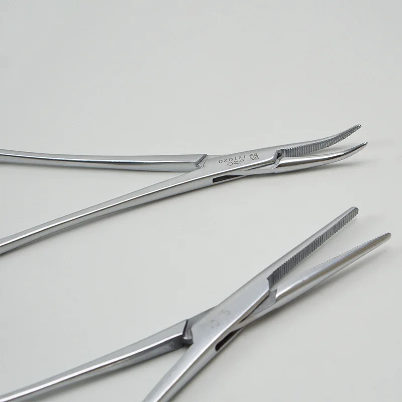 Pinzas hemostáticas de acero inoxidable, herramienta quirúrgica, abrazaderas de bloqueo hemostático, alicates de pesca, punta curva/recta, 1 ud.