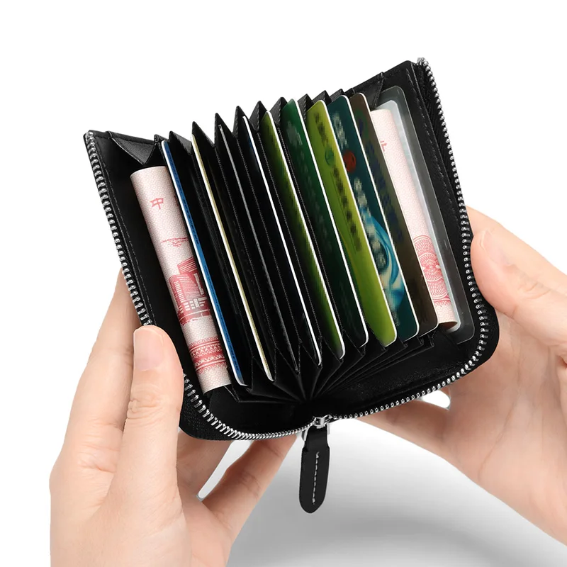 GOLF Cards Holder Case Men Credit Bank Cardholder Business ID Holders Leather Elegant Gentleman Wallet Anti Theft Brush Black